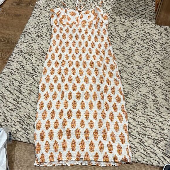 J. Crew Smocked linen dress in gathered floral block print* - Picture 4 of 5